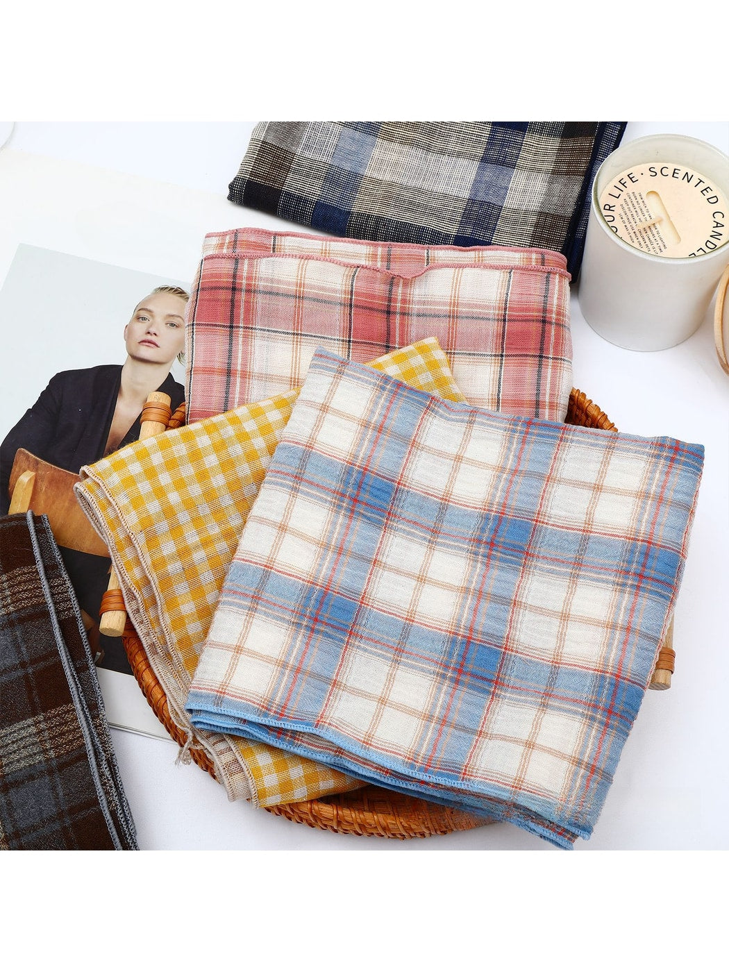 Scarvii - Retro Plaid Geometric Long Rectangle Scarf
