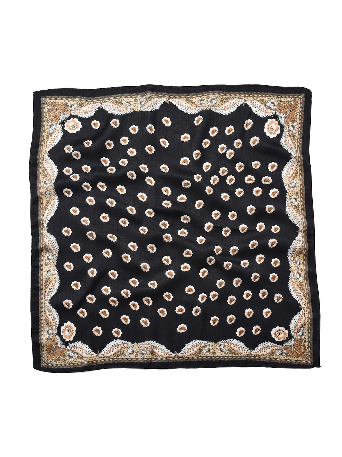 Scarvii - Retro Border Print Square Scarf