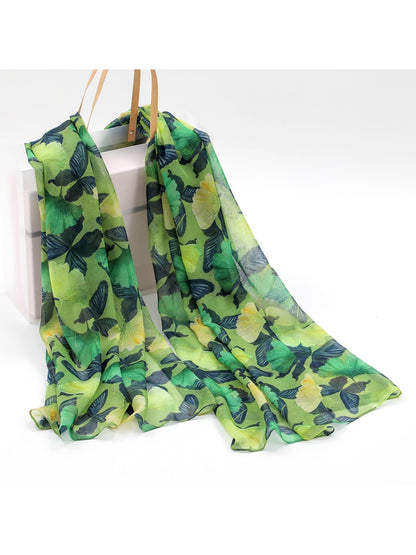 Scarvii - Maple Leaf & Butterfly Print Scarf