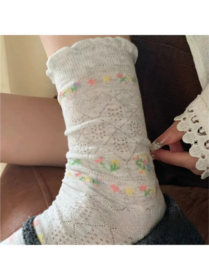 Rufia Mesh Floral Mid Calf Socks product image