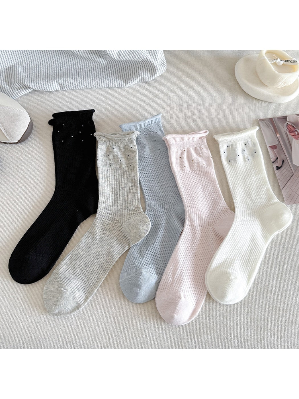 Rufia - Minimalist Polka Dot Women's Crew Socks