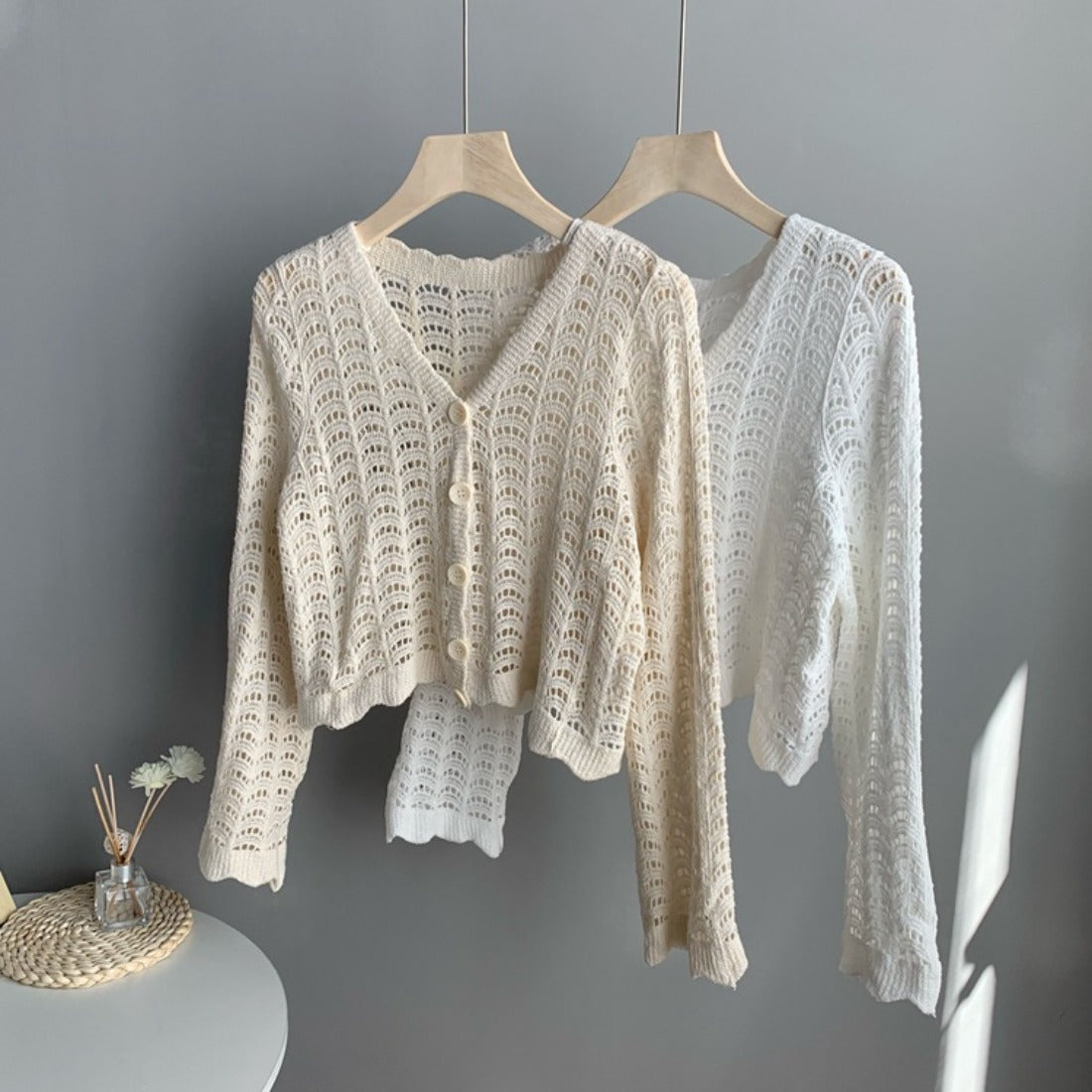 Crosa - Hollow-Out Knit Cardigan