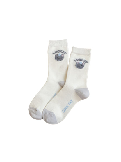 Rufia – Plush Socks with Puppy & Bow Print