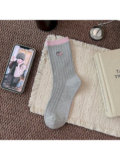 Rufia - Patterned Ribbed Crew Socks