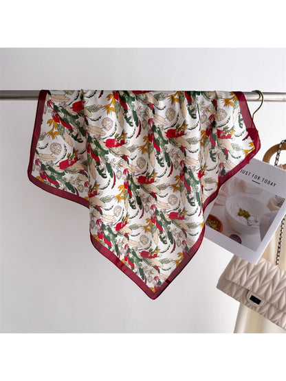 Scarvii - Square Scarf with Feather & Floral Print