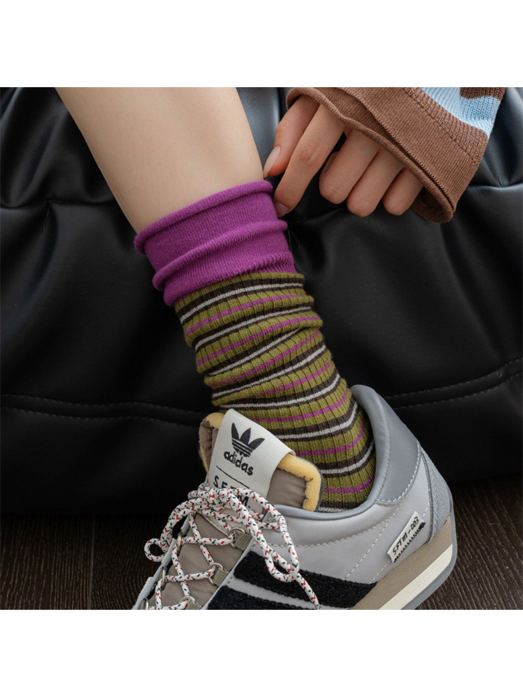 Rufia - Retro Colorblock Stripe Crew Socks