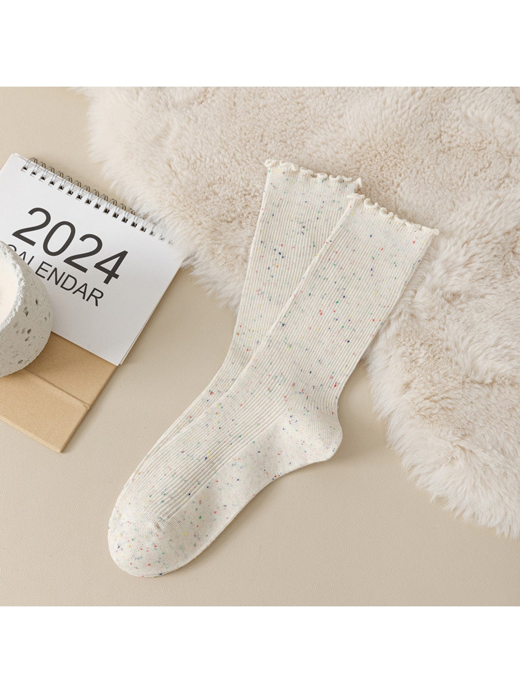 Rufia - Heathered Ribbed Casual Crew Socks