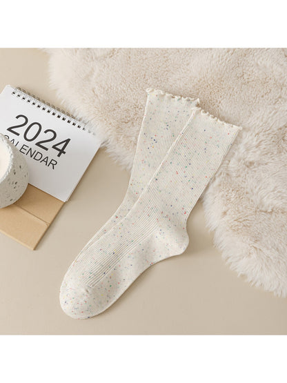 Rufia - Heathered Ribbed Casual Crew Socks