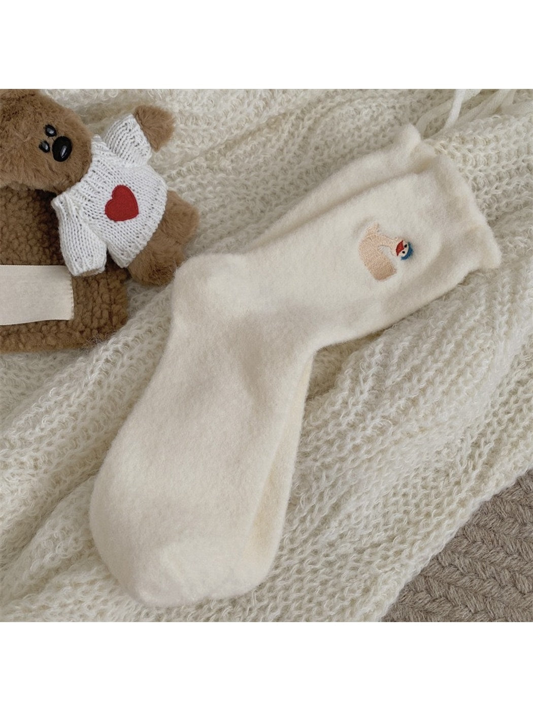 Rufia - Embroidered Goose Motif Casual Crew Socks