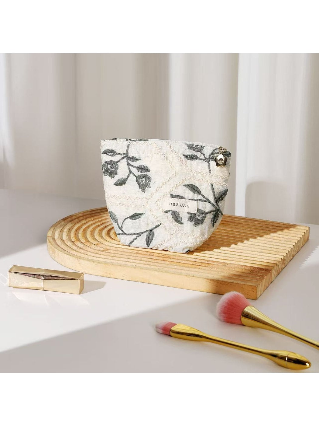 Cosbai - Floral Cosmetic Bag Handheld Storage Bag