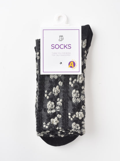 Rufia - Vintage Floral Court Style Mid-Calf Socks