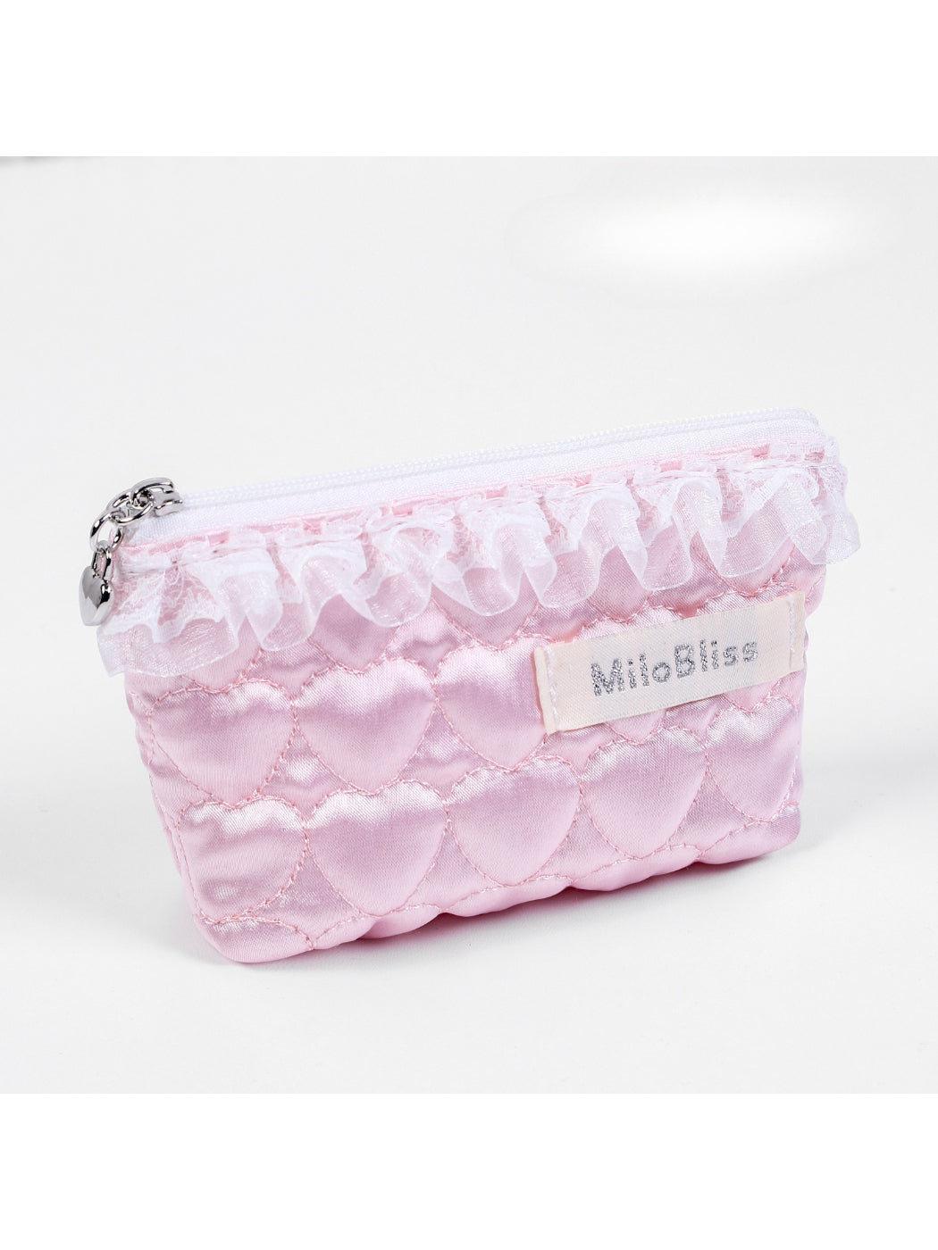 Cosbai Quilted Heart Cosmetic Pouch with visible stitching and heart quilt design