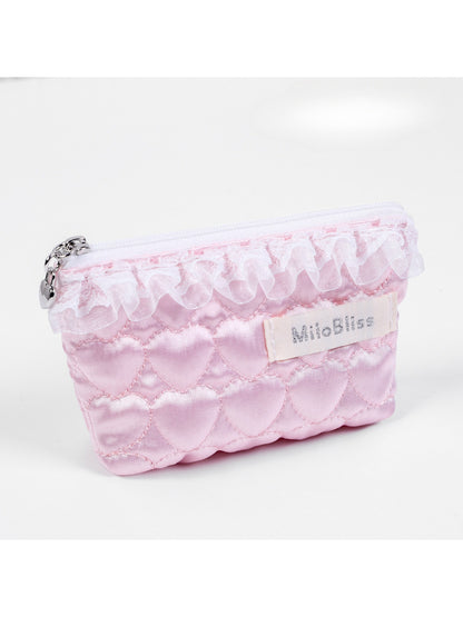 Cosbai Quilted Heart Cosmetic Pouch with visible stitching and heart quilt design