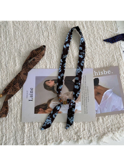 Scarvii Knotted Bead Detail Skinny Scarf