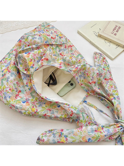 Close-up of bow strap detail on Cosbai Ditsy Floral Bow Strap Tote Bag