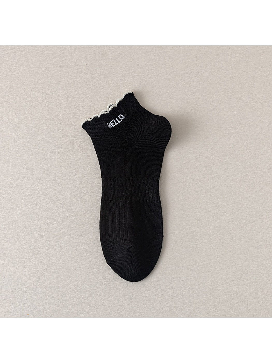 Rufia - Letter Print Ruffle Ankle Socks