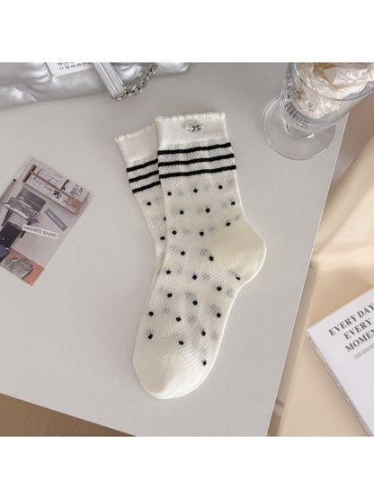 Rufia Ribbon Stripe Dot Crew Socks product image