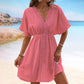 Crosa - Solid Color Lace Patchwork Beach Dress