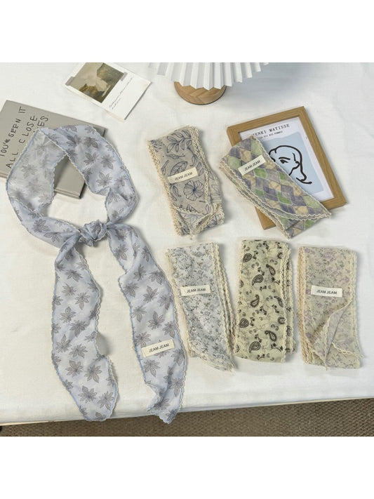 Scarvii - Lace Edge Floral and Paisley Long Scarf