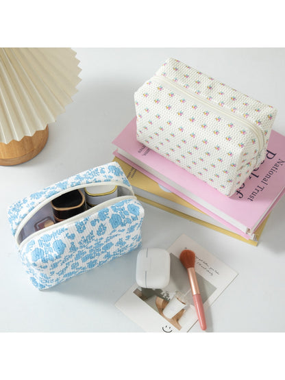 Cosbai - Floral Print Zipper Cosmetic Organizer Bag