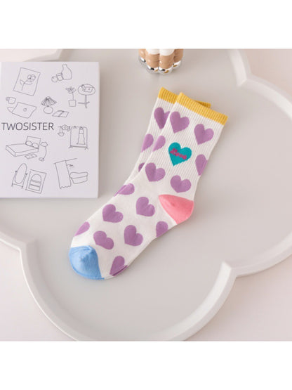 Rufia - Playful Heart Print Crew Socks