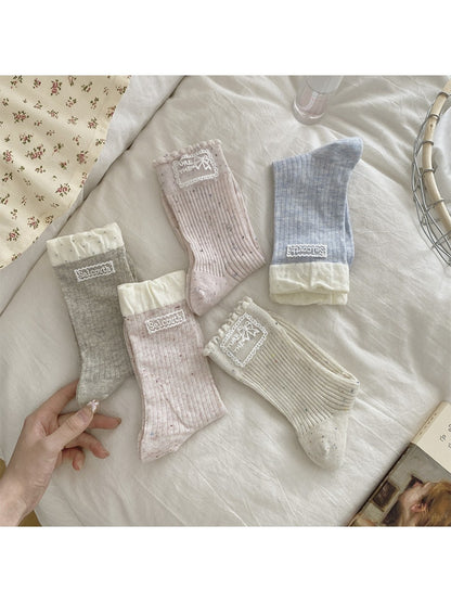 Rufia - Retro Simple Mid-Calf Socks - Sweet & Vintage