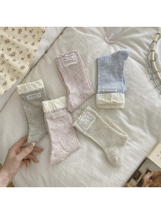 Rufia - Retro Simple Mid-Calf Socks - Sweet & Vintage