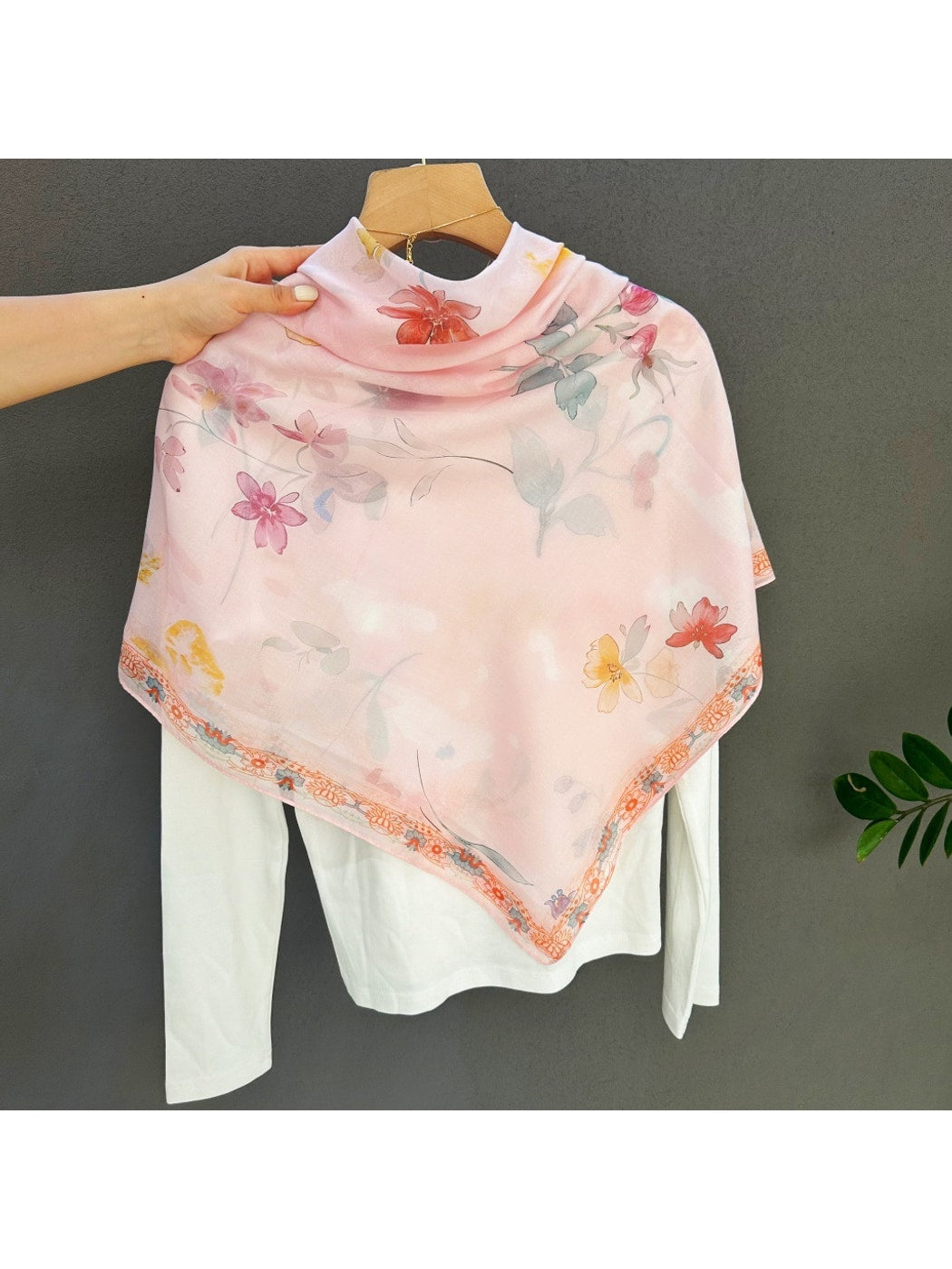 Scarvii - Pastel Pink Blossom Square Scarf