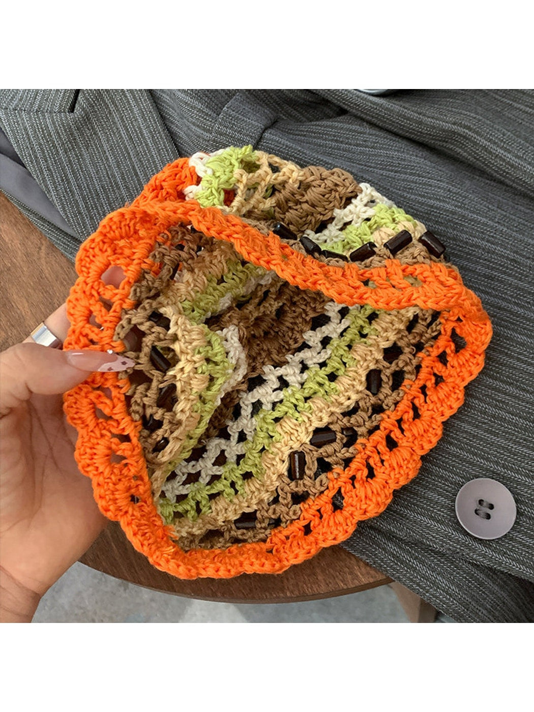 Haila - Foldable Openwork Decorative Knit Beanie Hat