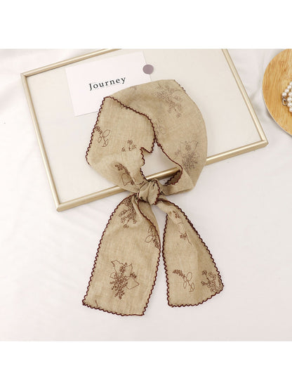 Scarvii - Printed Floral Neck Styling Narrow Scarf