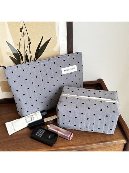 Close-up of the heart detail on Cosbai Everyday Minimal Makeup Pouch