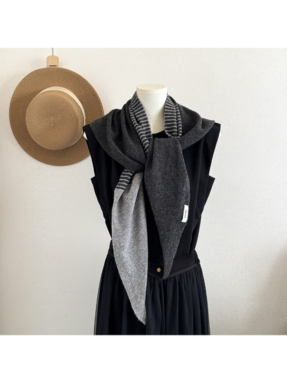 Scarvii - Striped Two Tone Winter Triangle Scarf