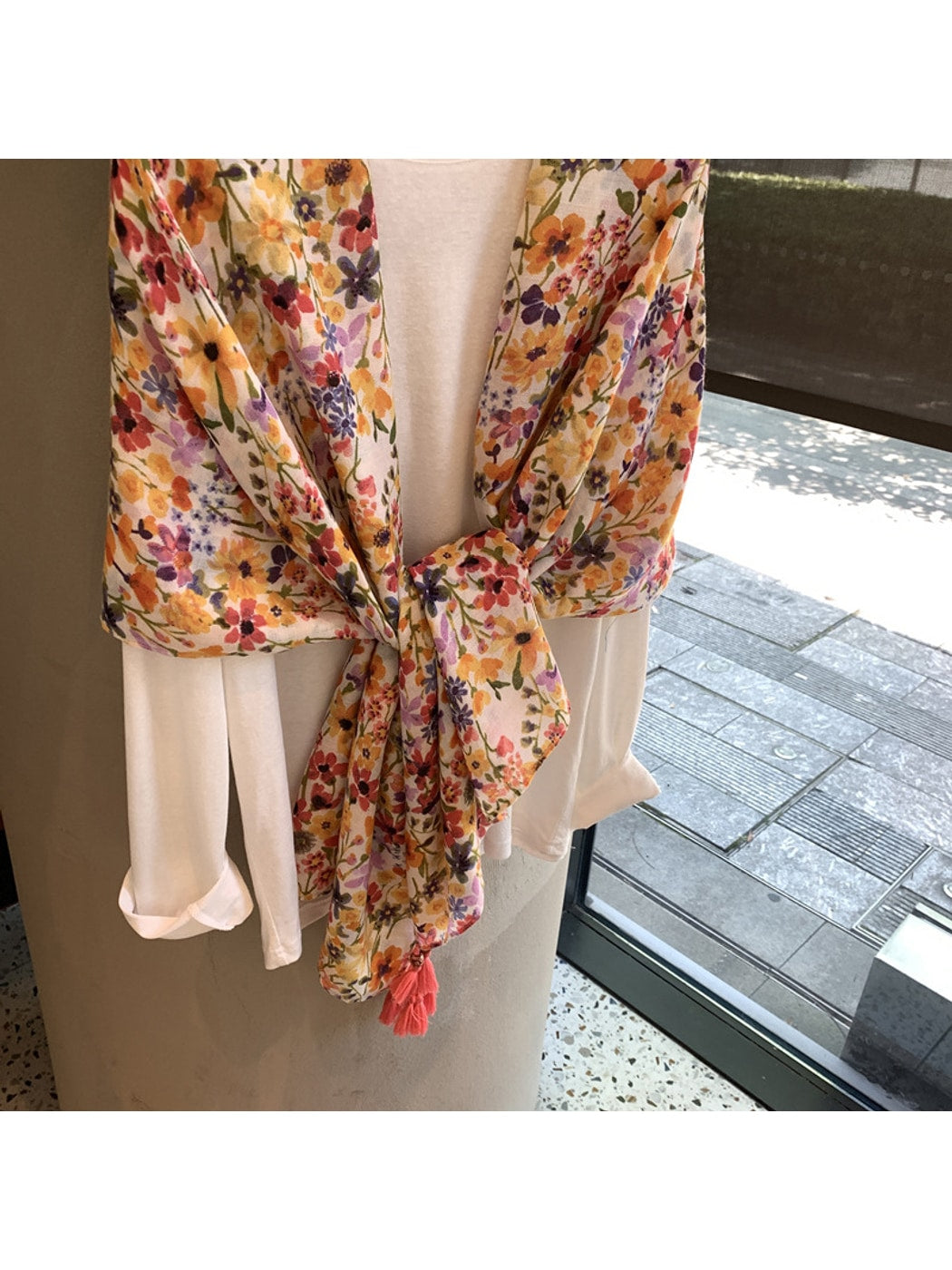 Scarvii - Floral Printed Long Layering Scarf