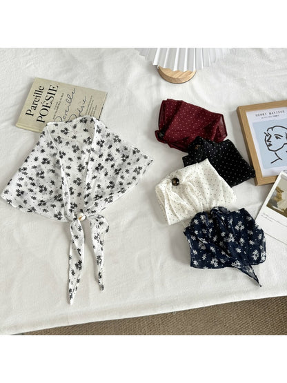 Scarvii - Simple Style Floral and Polka Dot Triangle Scarf