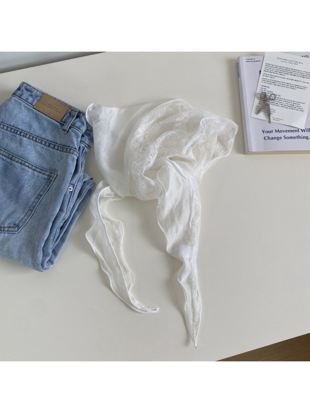 Scarvii Sheer Lace Triangle Scarf
