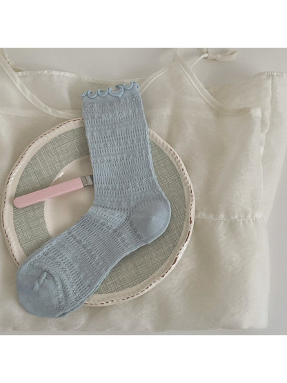 Rufia - Openwork Ruffle Cuff Crew Socks