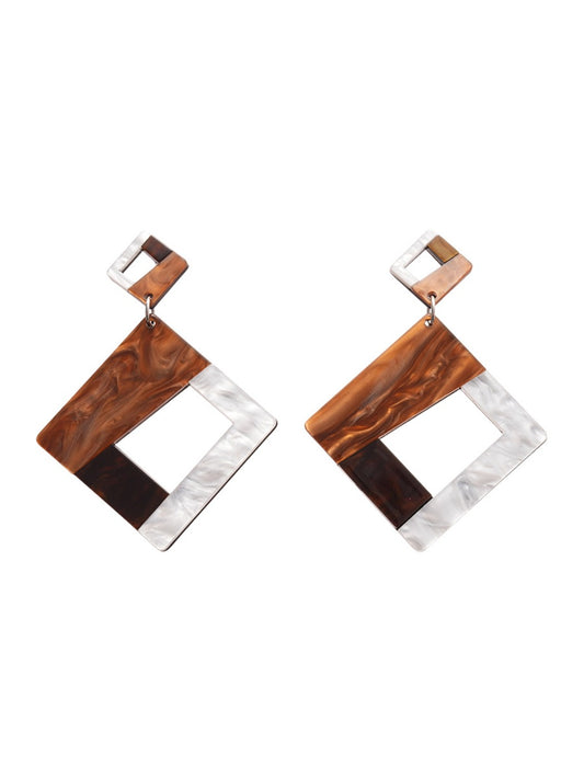 Earwish - Geometric Acrylic Color-Block Earrings – Bold & Modern