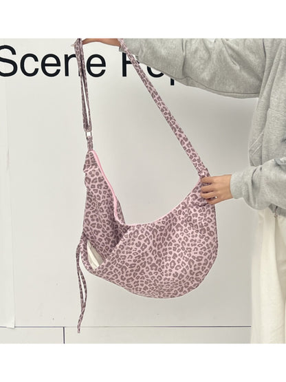 Cosbai - Leopard Print Hobo Zipper Shoulder Bag