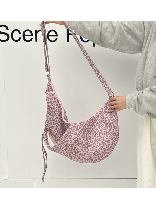 Cosbai - Leopard Print Hobo Zipper Shoulder Bag