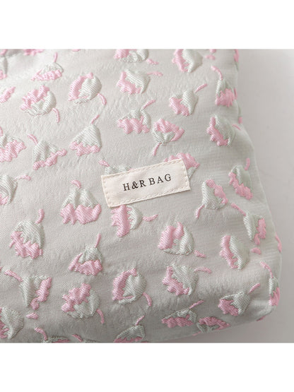 Cosbai - Fresh Embossed Floral Daily Handheld Bag