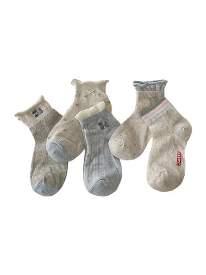 Rufia - Cartoon Dog Bow Detail Ankle Socks