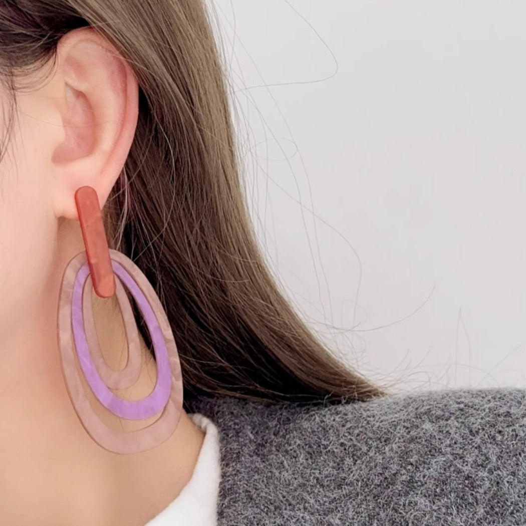 Earwish - Vintage Resin Statement Earrings - Eye-catching