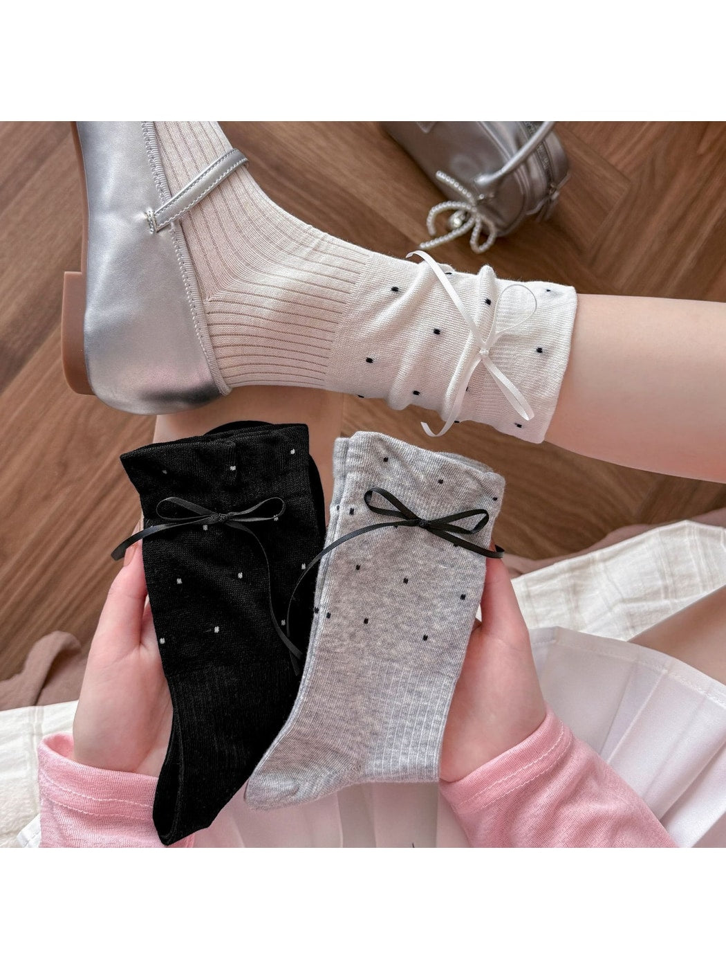 Rufia - Bow Polka Dot Crew Socks