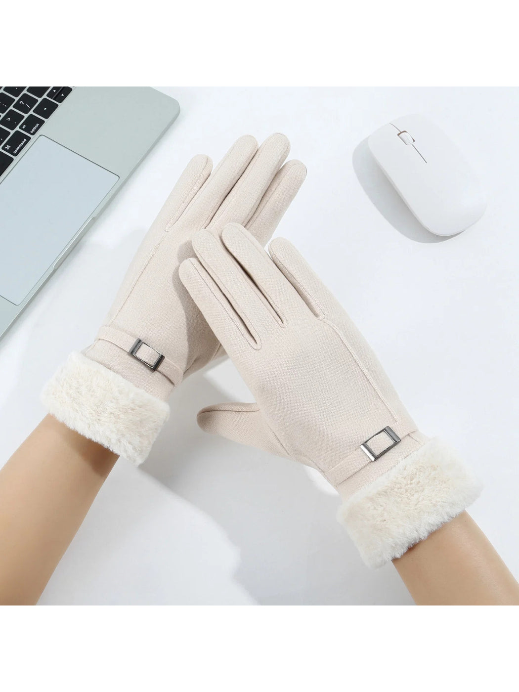 Gloving - Fuzzy Faux Fur Cuff Winter Gloves