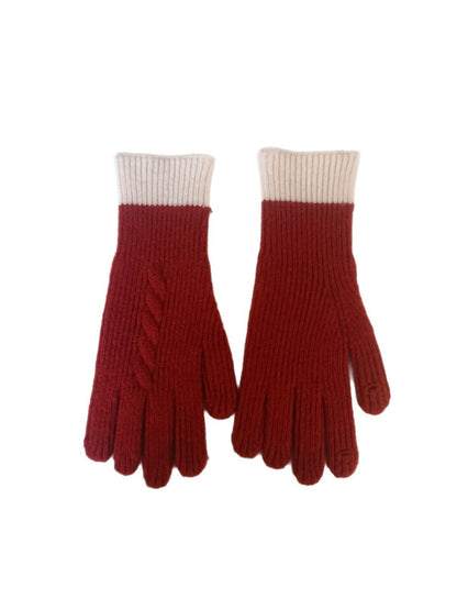 Gloving - Colorblock Cable Knit Gloves