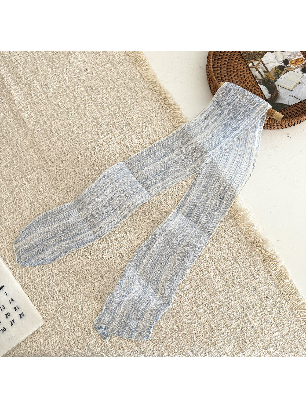 Scarvii - Plaid Sheer Skinny Scarf