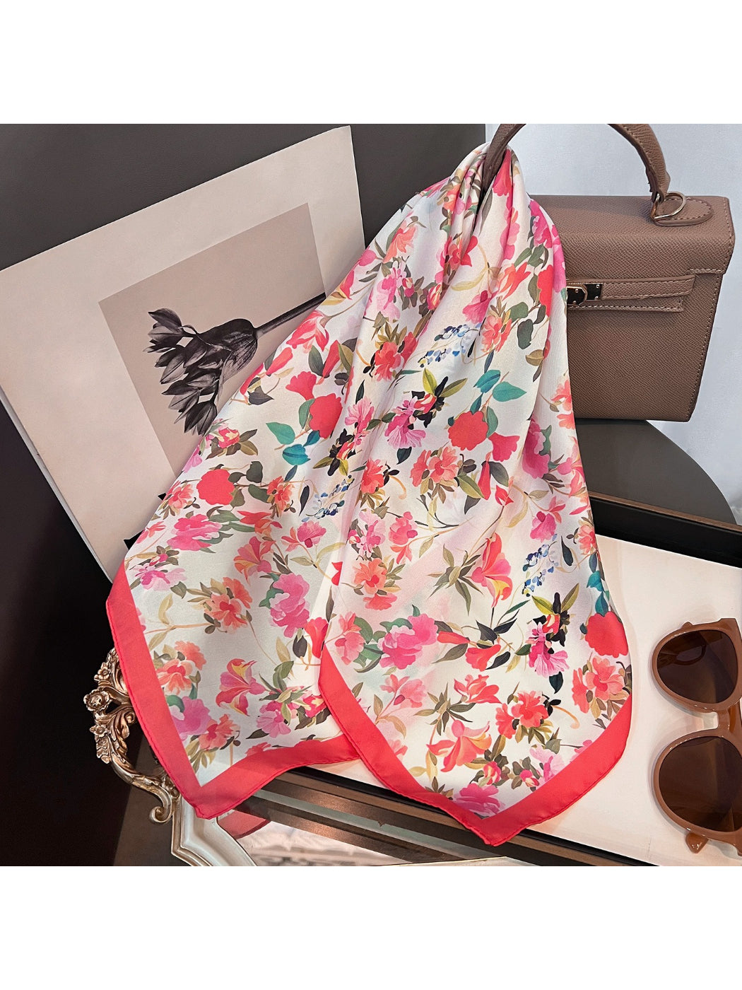 Scarvii Classic Floral Square Scarf