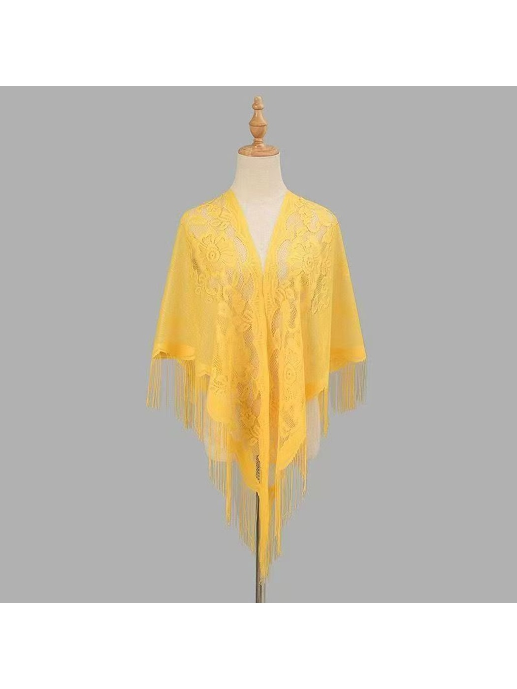 Scarvii - Solid Lace Fringe Women's Triangle Shawl
