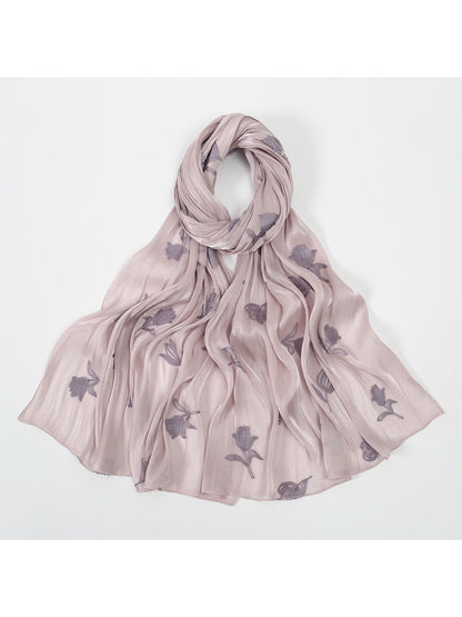 Scarvii Soft Sheer Floral Embroidered Scarf