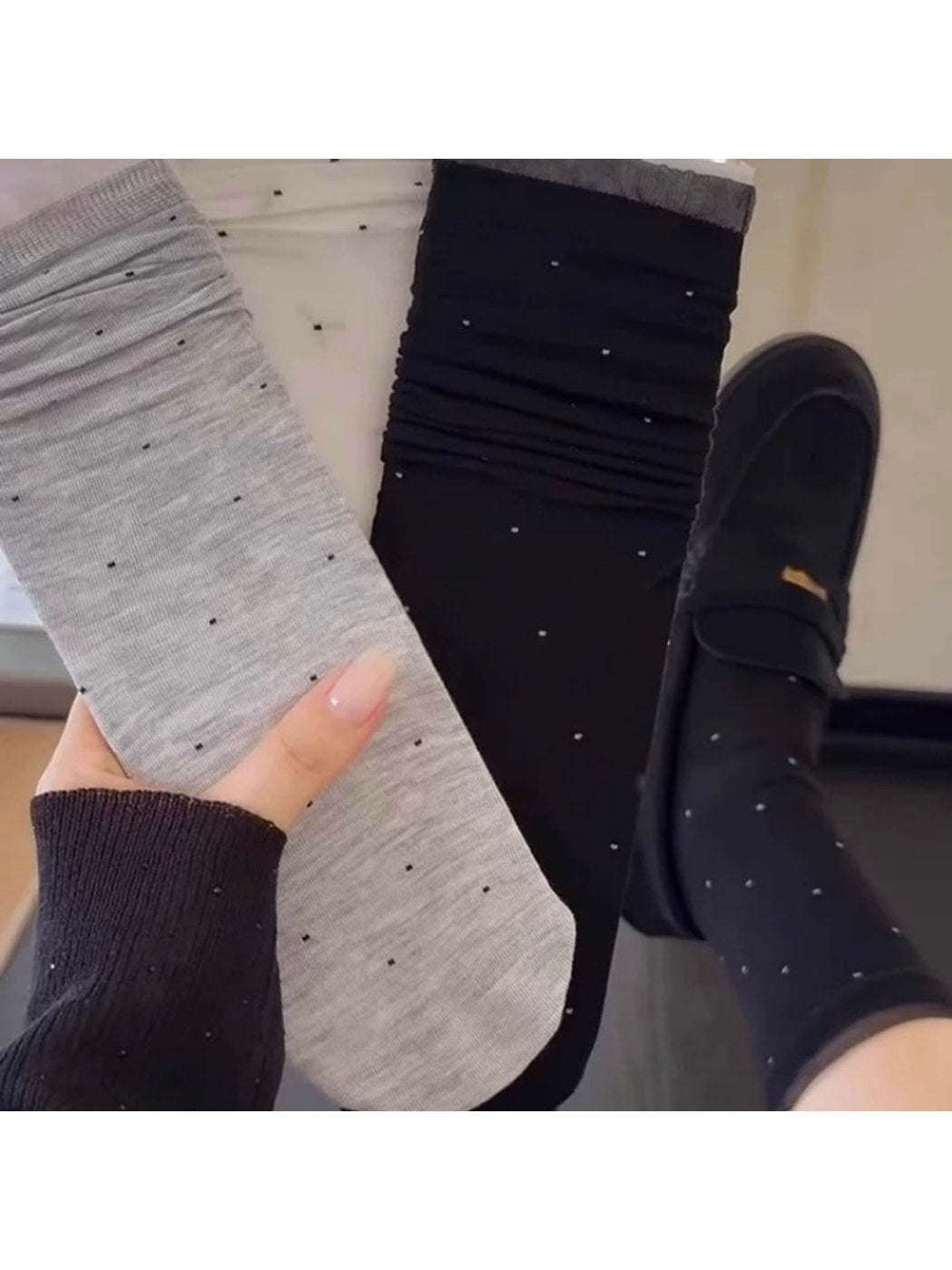 Rufia - Dot Pattern Lace Trim Socks